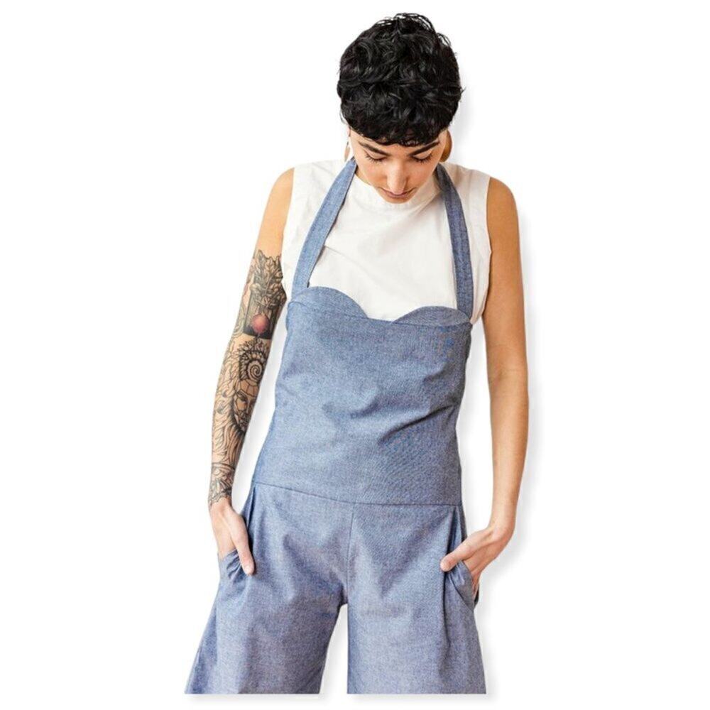 Toit Volant Women's Gray Halter Neck 100% Cotton Edith Jumpsuit Size M